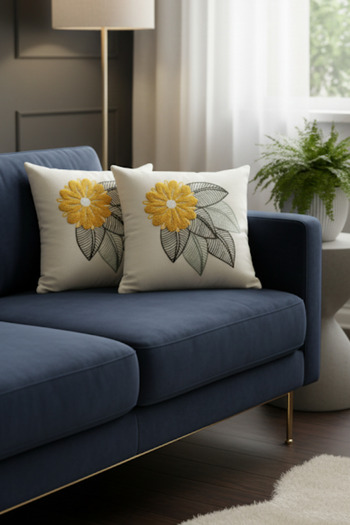 homytextiles Modern Design Punch Embroidered Decorative 2-Piece Throw Pillow Cover