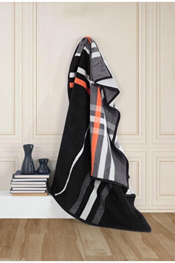 Bayev Black and White Striped Double Cotton Blanket 200 X 220