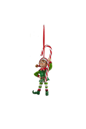 BraziPremium Elf tree ornament with lollipop, 16 cm, multicolor