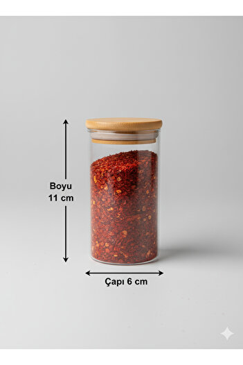 Denizcan Home Vacuum Acrylic Spice Jar Set with Wooden Lid and Label Gift 6 Pcs 200 ml