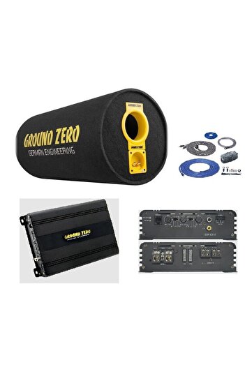 Ground Zero Car subwoofer package GZ 1300PT + GZIA 200.2 + RIK8, 1300W