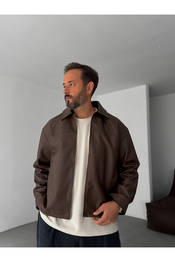 BYBASICMAN Coffee Thin Leather Jacket Jj-2023