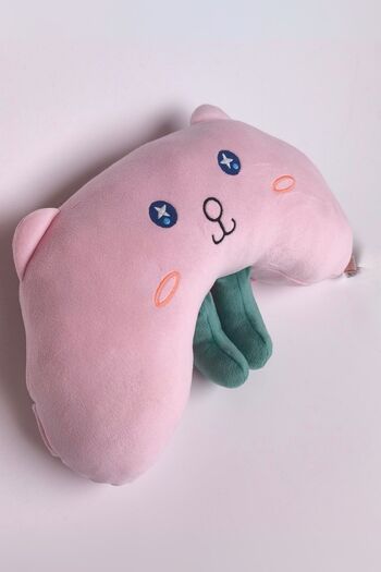 Ecrou Kawai Cat Plush Toy That Can Be Put on the Head 25 cm Pink
