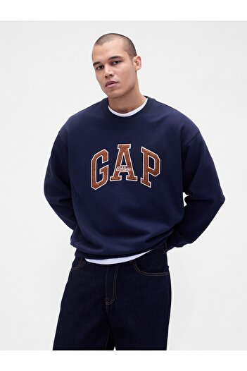 GAP Erkek Lacivert Heavyweight Oversized Logo Sweatshirt