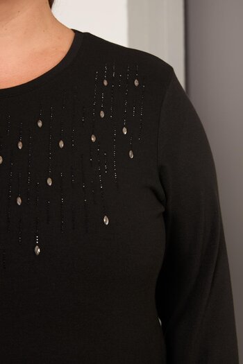RMG Plus Size Stone Detail Front Blouse
