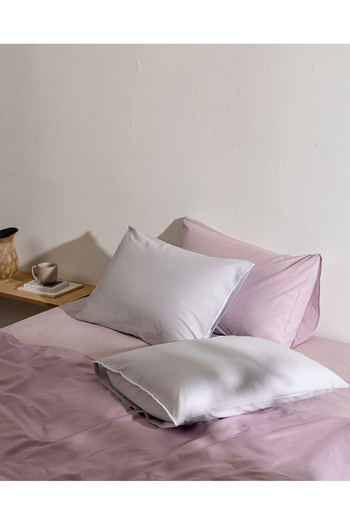 Madame Coco Marion 100% Cotton 2-Piece Pillowcase - Gray/White
