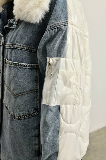 auzou eveil Women's Quilted Denim Coat