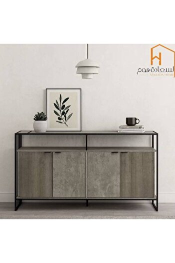 Al Saada Home Multi-Purpose Buffet Cupboard - 100 X 40 X 180 cm - Grey