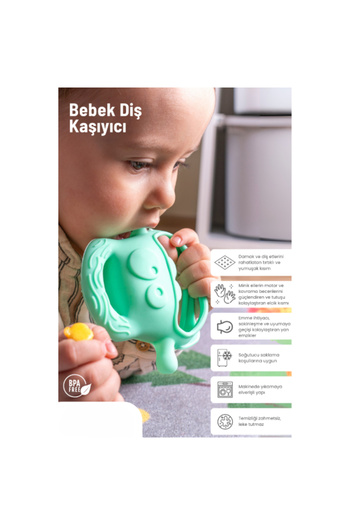 BYKOPUZ Art Light Green Baby Silicone Teether Lab