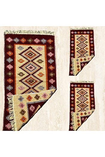 OEM 1+2 Traditional Rugs – 1 piece 200x300cm, 2 pieces 60x90cm, red and cream, ROMB model