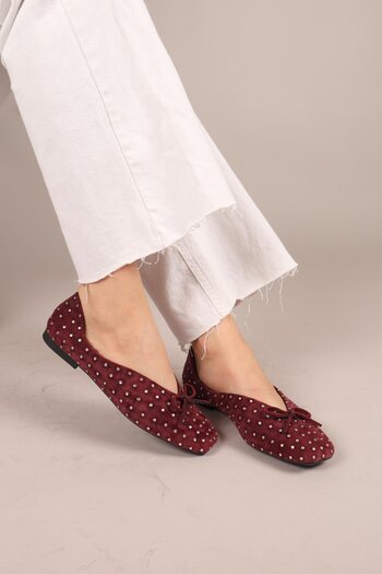 Birikon Botrop Bowknot Suede Ballerinas Bordo