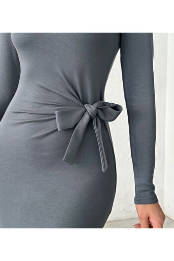 MODAMİNEM Women's Modal Fabric Dress with Tie Detail