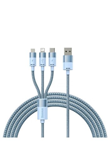 Baseus Cablu de încărcare USB-A - Lightning / microUSB / USB-C StarSpeed, 18W, 1.2m, Albastru