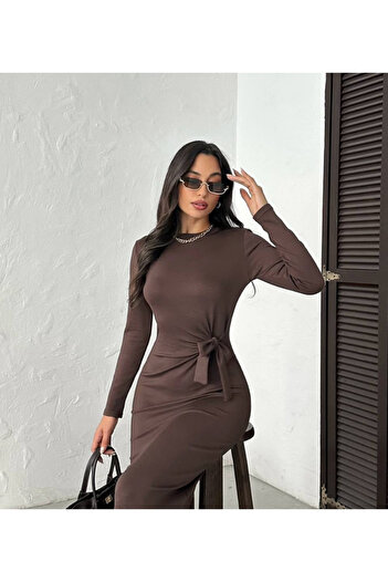 MODAMİNEM Women's Modal Fabric Dress with Tie Detail