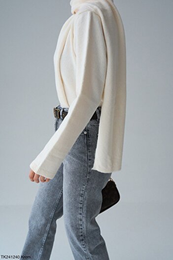 Tugem Women's Oversize Sweater with Shawl Scarf