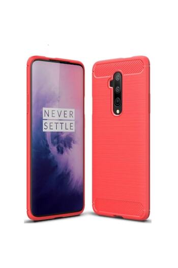 Bibilel Protective Case with Carbon Inserts for OnePlus 7T Pro, Red