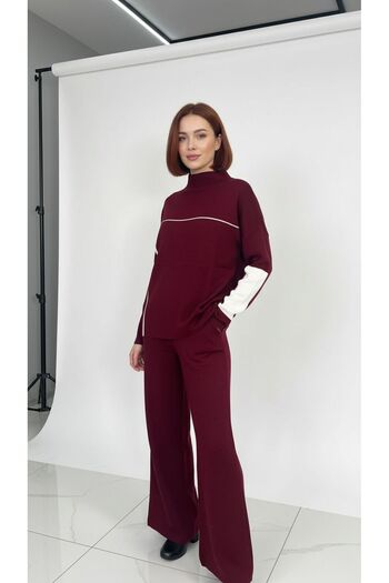 moda paketi Women's White Ribbed Knitwear Two-Piece Set