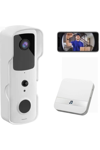 StartONTeam Smart WiFi Video Intercom, Full HD, IR, Two-Way Communication, Motion Sensor and Night Vision White