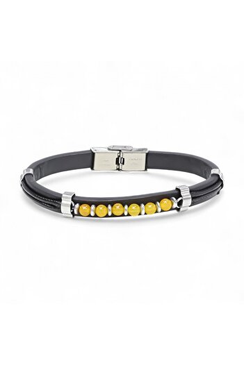 FM Yellow Agate Stone Leather Bracelet 31831G6D6M