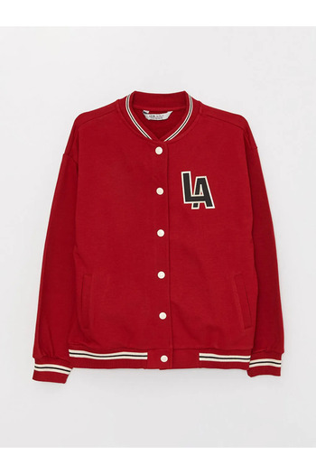LC Waikiki Lcw Kids Red Printed Long Sleeve Girls' College Jacket