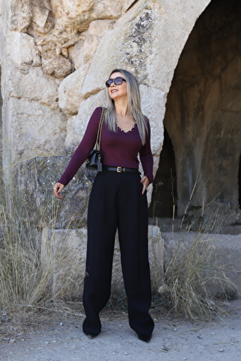 bytugcekaya Black Back Pocket Detail Palazzo