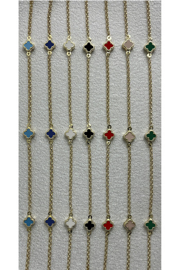Side Gold Kuyumculuk 14 Ayar Yonca Kolye ve Bileklik Seti (45 cm - 18, 19 cm)