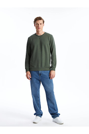 LC Waikiki Lcwaikiki Classic Green Crew Neck Long Sleeve Men's Sweatshirt