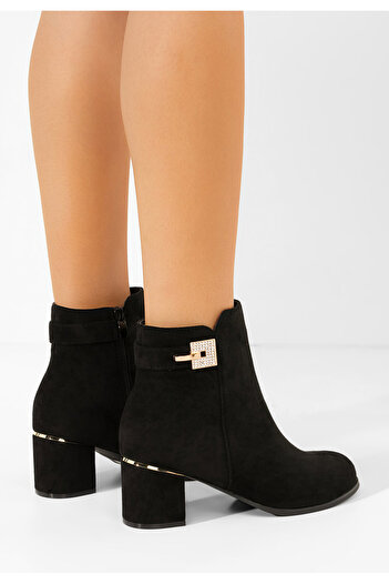 B T Shoes Μποτάκια με χοντρό τακούνι Noralia Μαύρα