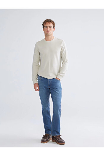 LC Waikiki Lcwaikiki Classic Beige Long Sleeve Textured Men's T-Shirt