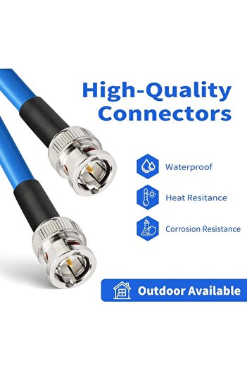 DTK Audio-Video BNC Adapter Cable, 2m, 75 Ohm, Supports HD-SDI/3G-SDI /4K/8K, Blue - CN