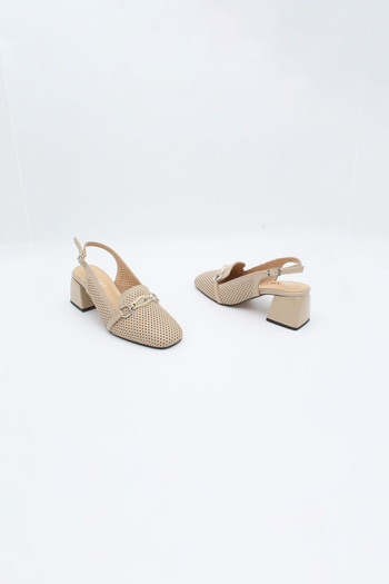 ENDİCAN 242 2436 Women's Genuine Leather Sandals Beige