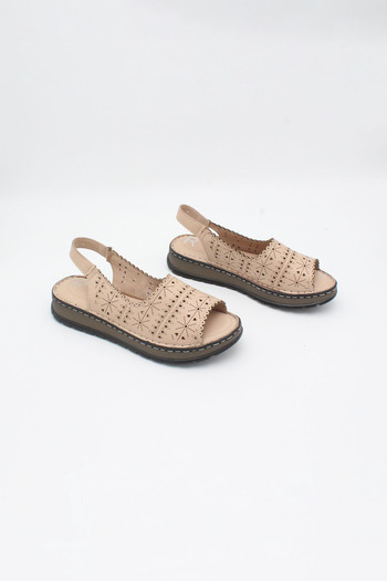 ENDİCAN 680 1009 Women's Genuine Leather Sandals Beige