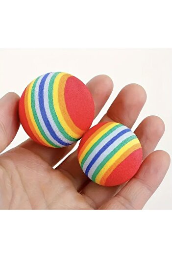 Online Home Market 3 Pack Rainbow Sponge Cat Dog Chewing Play Ball 4.2 cm
