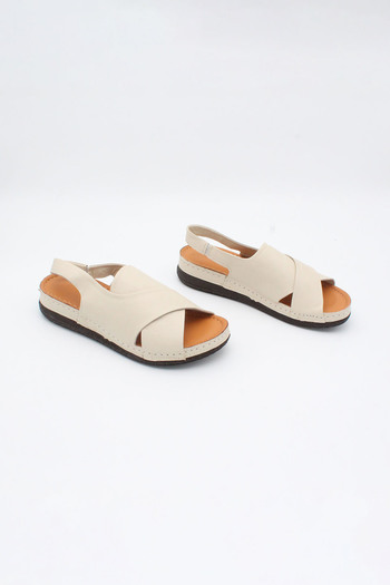 ENDİCAN 282 05 Women's Genuine Leather Sandals Beige