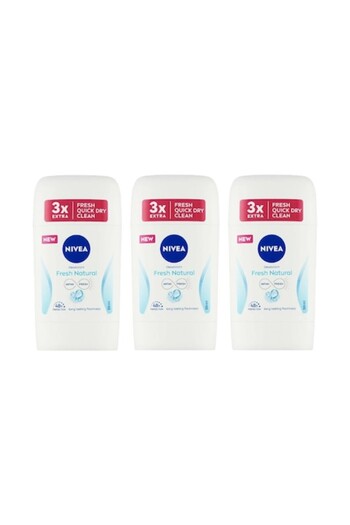 NIVEA Set of 3 x Deodorant Stick for Women, Fresh 0% Aluminum 50 ml