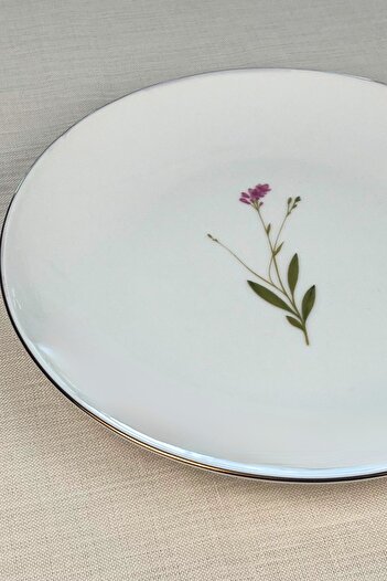 tabakevi Tabak Evi Porselen Natura Çuha Altın Yaldız Servis Tabağı 24,50cm 6 lı