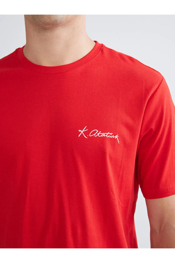 LC Waikiki Ανδρικό μπλουζάκι με στάμπα LCWAIKIKI ClassicRed Crew Neck Atatürk Signature