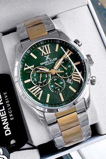 Daniel Klein Exclusive Men's Wristwatch Waterproof Silver Gold Color Steel Band Gift Bracelet Dke2115C10