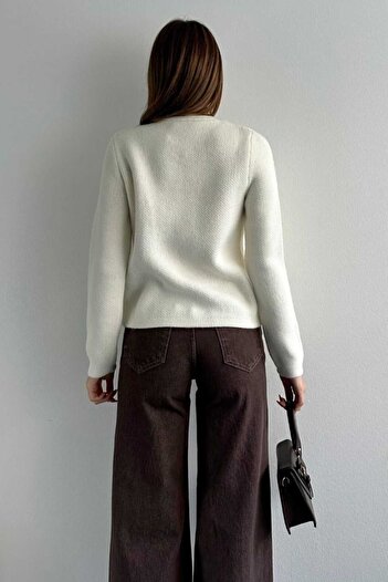 Safgiyim44 Knitwear Cardigan with Pearl Bow Accessories