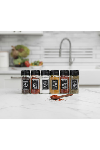 Dia 6-Piece Spice Jar Set with Labels and Lockable Airtight Lids-Spice Container