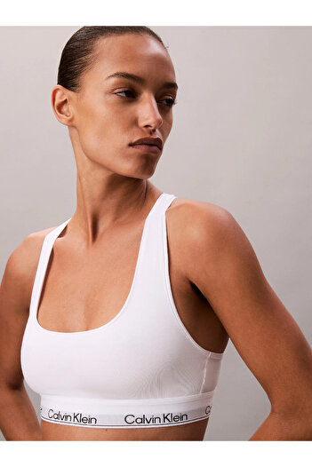 Calvin Klein Women's Square Neck Elastic Tight-Fitting Calvin Letter Pattern White Bustier Lv00Qf8493-100
