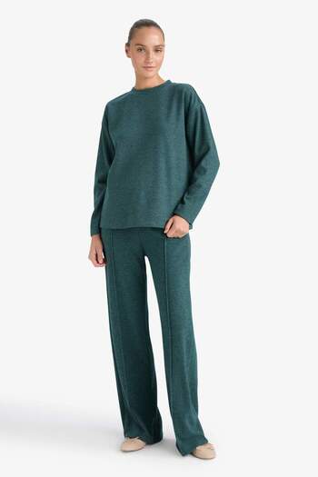 DeFacto Straight Fit Elastic Waist Wide Leg Pants F1016Ax25Au