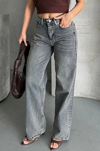 soonaksesuar Palazzo Whiskers Snow Wash Ice Blue Jeans Trousers D2008