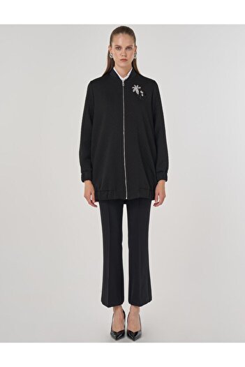 Kayra College Collar Textured Jacket Black