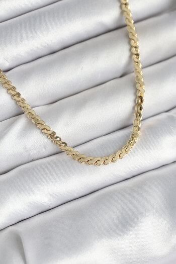 norsary 60 cm Gold Color Brass Flat Chain Model Women's Necklace