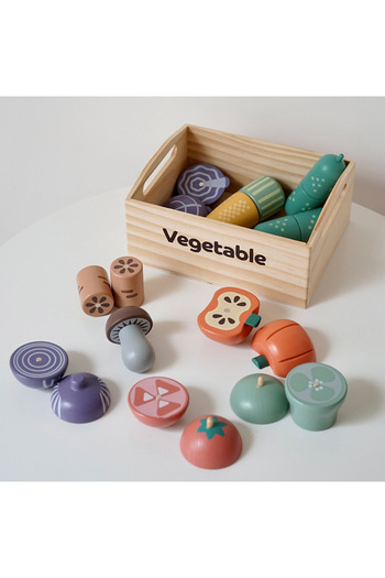 Choice3 Vegetable Cutting Play Food Toys Kids Kitchen Toys Wooden Food Accessories Set Pretend Food Fruit Ve
