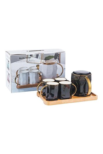 Shuer 6-Piece Nordic Ceramic Tea Set Black