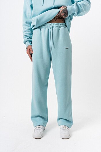 Respire Men's Basic Baggy Sweatpants with Text Detail Baby Blue
