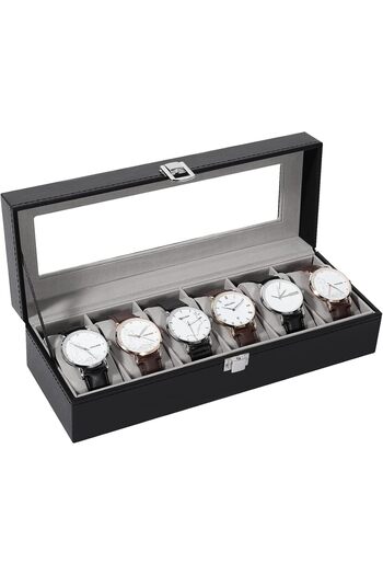 Hope Watch Boxes 6 Slots, Watch Display Storage Box PU Jewelry Collection Case Organiser Holder
