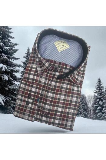 EREN STYLE Cămașă clasică din țesătură de flanel de iarnă, 100% bumbac, cu mâneci lungi, care nu transpiră (model obișnuit)